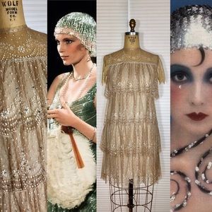 1970s does 1920s Flapper Art Deco Party Dress